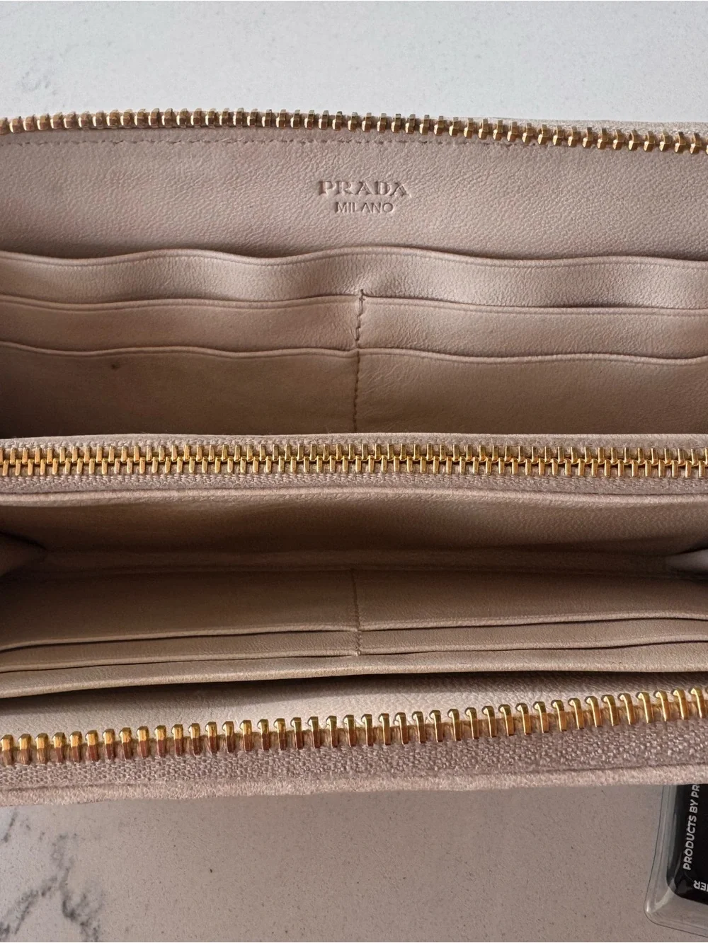 Vintage Prada cream Nappa Gaufre Zip Wallet